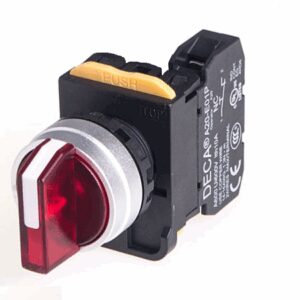 A204F-2E10Q4R 2 Position, Metal Bezel, Maintained, 1x NO, Red LED, 24v-ac/dc