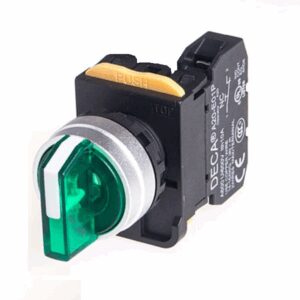 A204F-2E10QHG 2 Position, Metal Bezel, Maintained, 1x NO, Green LED, 110v-ac/dc